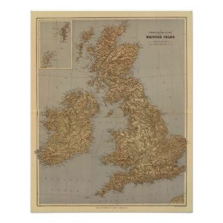 Stereographical map, British Isles Print