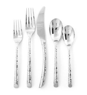 Hampton Forge Argent Olivia Mirror 5 Piece Flatware Place Setting, Hammered Kitchen & Dining