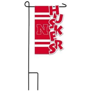 Team Sports America NCAA 12 1/2 in. x 18 in. Nebraska Sculpted Garden Flag with 3 ft. Metal Flag Stand DISCONTINUED P127086