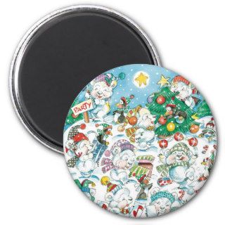 Cartoon Christmas Polar Bear Party Magnets