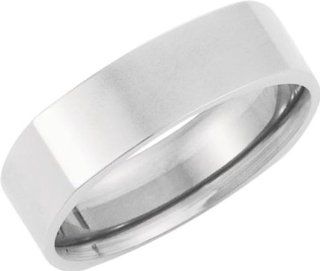 6mm Square Comfort Fit Band in 14k White Gold   Size 10 Jewelry