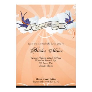 Tattoo Swallows and Scroll Bridal Shower Invite
