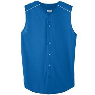 Wicking Sleeveless Button Front Jersey   Youth Style 588   Royal/White   Large Clothing