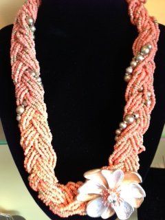 Orange Bead Flower Necklace