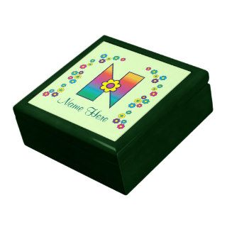 Letter N in Flores Rainbow Monogram Jewelry Box