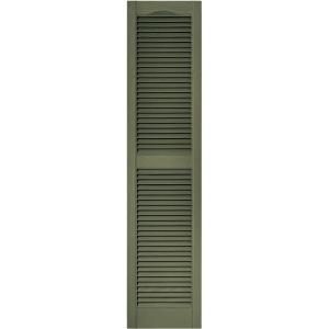 Builders Edge 15 in. x 64 in. Louvered Shutters Pair in #282 Colonial Green 010140064282