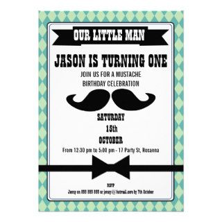 Mustache Little Man Birthday Invitation