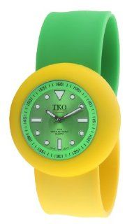 TKO ORLOGI Women's TK589 GYG Green and Yellow Rubber Slap Watch Watches