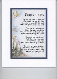 A Gift For A Daughter in law. Touching 8x10 Poem, Double matted In White/Dark Green, And Enhanced With Watercolor Graphics.  Future Daughter In Law Gifts  