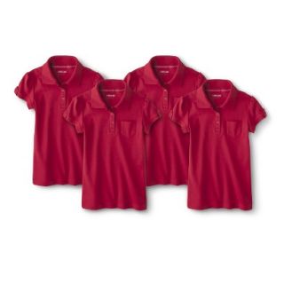Cherokee Girls School Uniform 4 Pack Short Sleeve Interlock Polo   Red Pop XL
