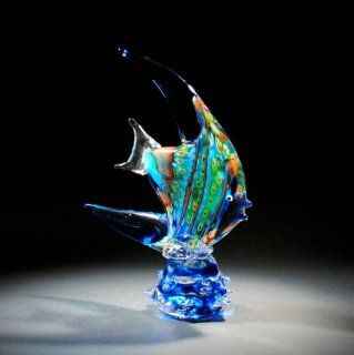 10 inch Glass Angelfish, Handcrafted Art Glass, Gift for Fathers   Collectible Figurines