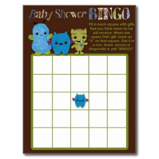 Peek a Boo MONSTERS Baby Shower BINGO cards PABC Post Card