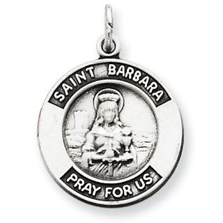 Saint Barbara Pendant in Sterling Silver   Remarkable   Unisex Adult Pendants Jewelry