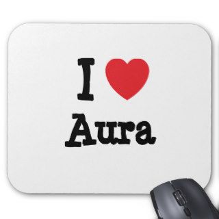 I love Aura heart T Shirt Mouse Mat