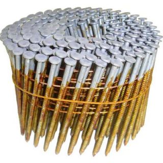 Hitachi 2 1/2 in. x 0.131 in. Full Round Head Ring Shank Hot Dipped Galvanized Wire Coil Framing Nails (4,000 Pack) 12712