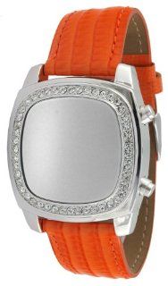 TKO ORLOGI Women's TK573 SO Silver Crystalized Mirror Digital Orange Leather Strap Watch Watches