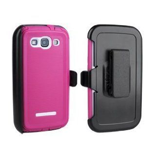 Body Glove ToughSuit Case w/ Holster Belt Clip for Samsung Galaxy S III   Pink w.White on Black Holster Cell Phones & Accessories