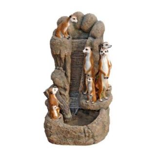 Design Toscano 18 in. W x 16 in. D x 30 in. H Meerkat Family Watering Hole Fountain DISCONTINUED KY1012