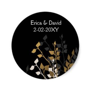 blushing gold wedding label round stickers