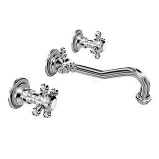 Altmans SO14H1E20PC Polished Chrome Bathroom Faucets Wall Mount Lav Faucet With 8 1/4" Spout With Cross Handles   Plumbing Equipment  