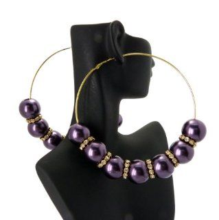 Basketball Wives POParazzi Ball Earrings HE1202GDPUR Gold/Purple 92.25mm Hoop Earrings Jewelry
