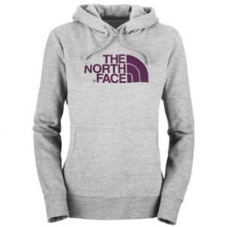 The North Face Half Dome Pullover Hoodie   Women's Heather Grey/Premiere Purple, XL  Athletic Hoodies  Clothing