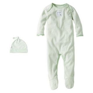 Burts Bees Baby Newborn Neutral Stripe Coverall and Hat Set   Leaf 6 9 M