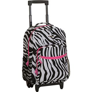 Roadster 17 Rolling Backpack Pink Zebra   Rockland Luggage Whe