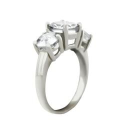 10k Gold Round Synthetic White Zircon 3 stone Ring Cubic Zirconia Rings
