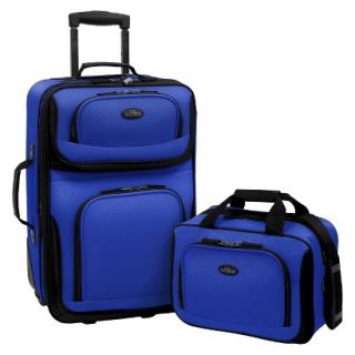 U.S. Traveler Rio 2 pc Expandable Carry On Luggage Set   Blue
