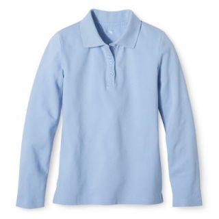Cherokee Girls School Uniform Long Sleeve Polo   Windy Blue M