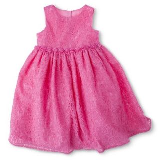 Cherokee Infant Toddler Girls Sleeveless Lace Empire Dress   Fuchsia 18 M
