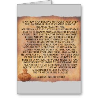 CICERO QUOTE   NATION CANNOT SURVIVE TREASON GREETING CARDS