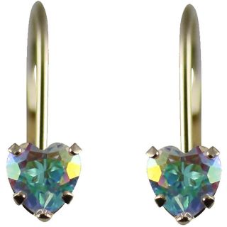 10k Yellow Gold Heart cut Blue Amethyst Leverback Earrings Gemstone Earrings