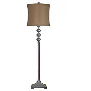 Evolution Lighting Transitional 63 in. Pewter Metal Stacked Ball Floor Lamp with Brown Silk Shade 18132 000