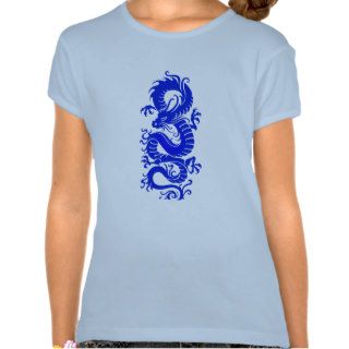 Blue Tribal Chinese Dragon Tee Shirts