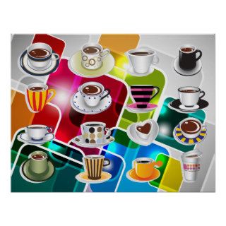 Colorful Coffee Cups   Various sizes available Posters