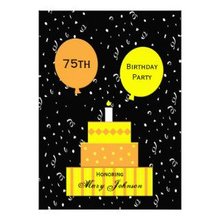 75th Birthday Party Invitation    Fun 75th Cake