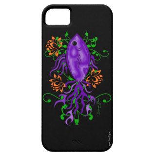 Purple Flame Tribal Fish with Flowers iPhone 5 Cases