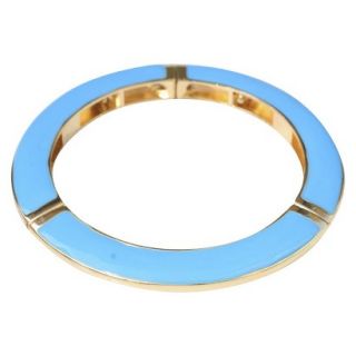 Slender Enamel and Gold Electroplated Stretch Bracelet   Turquoise