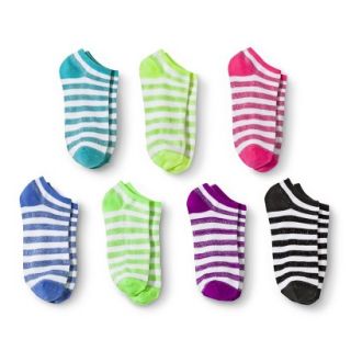 Xhilaration Girls 7pk Glitter Striped No Show Socks   Assorted 3 10