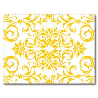 Yellow Damask Pattern Post Cards