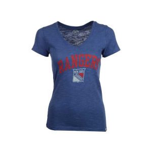New York Rangers 47 Brand NHL Womens Wordmark Vneck Scrum T Shirt