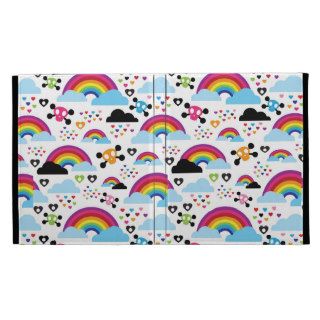 Teenage emo rainbow skull background iPad folio covers
