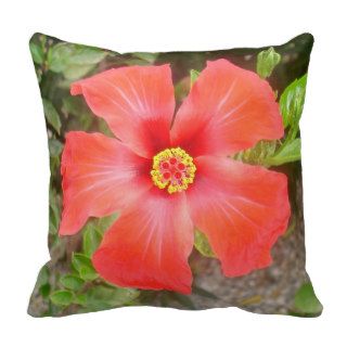 Head On Shot of a Red Tropical Hibiscus Throw Pillows