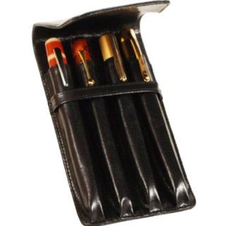 Aston Leather Black Finger Style Quad Pen Case 