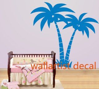 Summer Two Coconut Tree with Fruit Grass Leaf Leaves Room House Wall Sticker Art Murals Stickers Decal Decor Removeable 597 