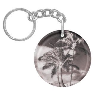 Retro Sepia Hawaiian Palm Trees Customized Palms Keychain