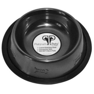 Platinum Pets 1 Cup Stainless Steel Embossed Non Tip Cat Bowl in Chrome EB8BCH