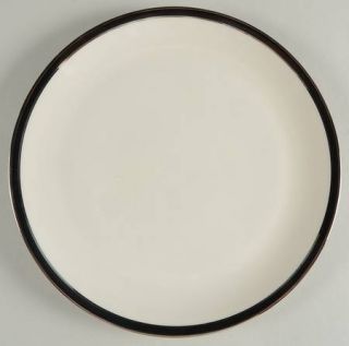 American Manor Ebony Dinner Plate, Fine China Dinnerware   Black Band,Platinum T